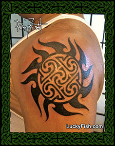 Devoted Family Man Tribal Flames Tattoo with Celtic Design – LuckyFish Art